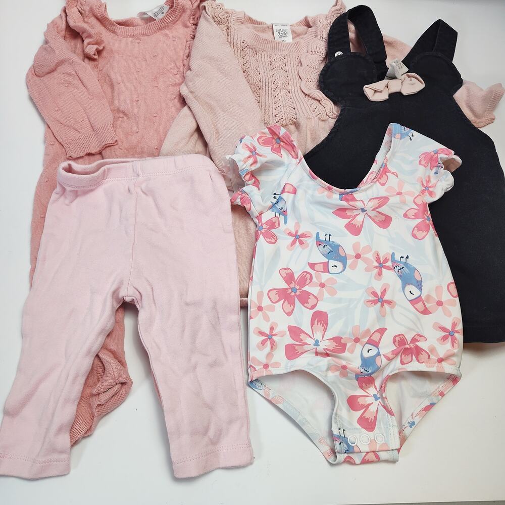 Baby Girl 6–9M Clothing Bundle Carter’s & H&M Disney Pink Layered Set